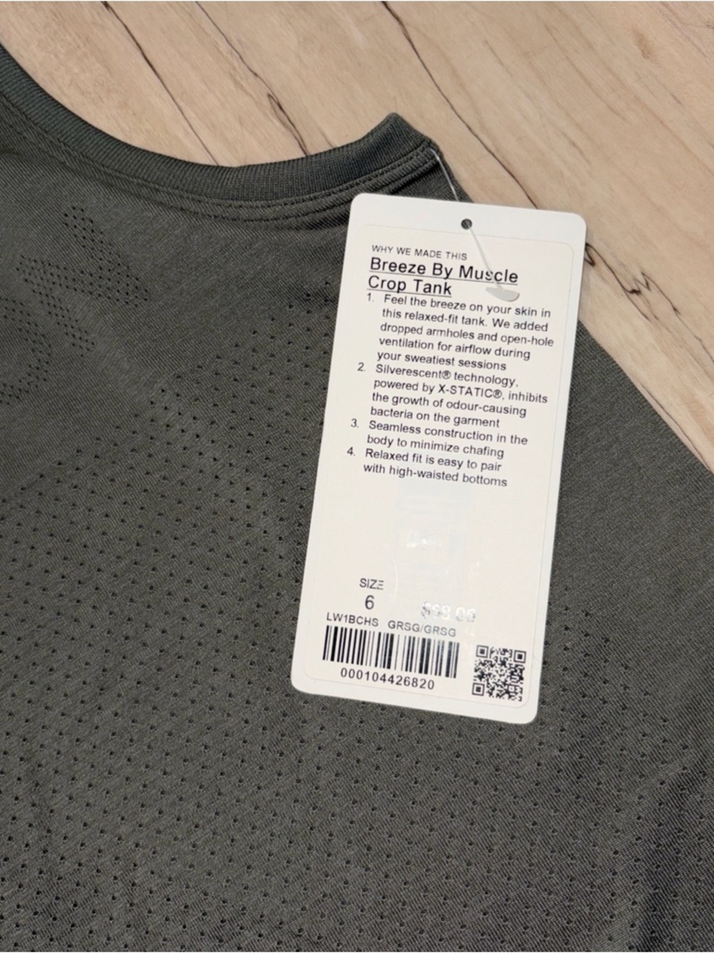 Lululemon Lot Breeze By Muscle Tank Sz 6 White Grey Sage NWT - Picture 5 of 5